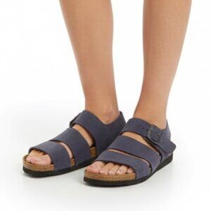 NAOT‎ Cork Leather Sandal Back Buckle Ankle Strap Suede Comfort Boho Blue